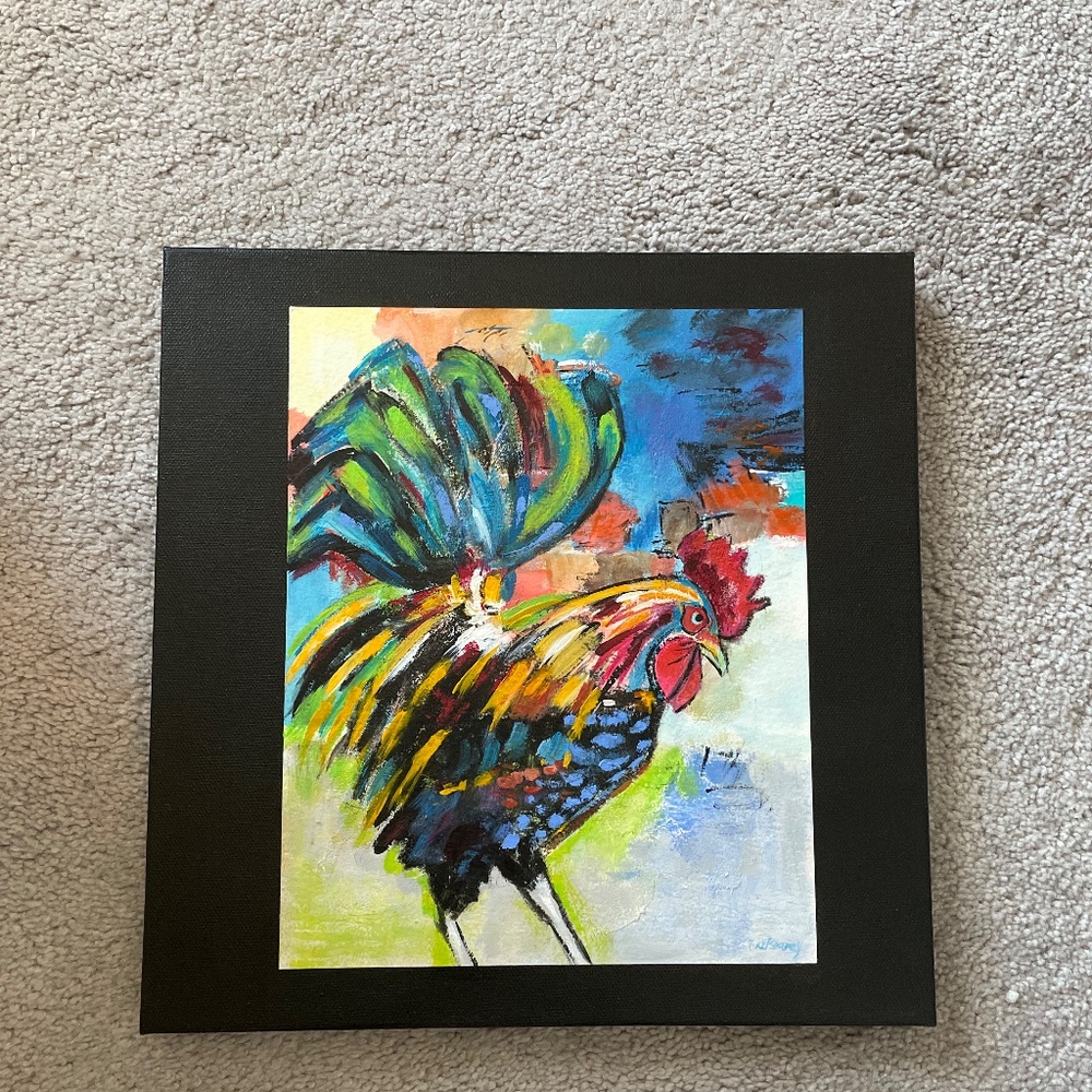 Original Painting Rooster Kitchen Wall Art Decor on Canvas - Picture 4 of 4